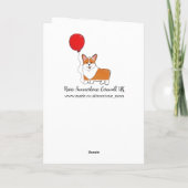 Corgi met een ballonverjaardagskaart kaart (Achterkant)