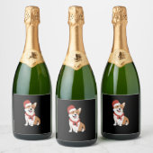 Corgi met een kerstmuts sparkling wijnetiket (Flessen)