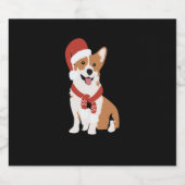 Corgi met een kerstmuts sparkling wijnetiket (Enkel label)
