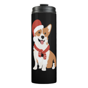 Corgi met een kerstmuts thermosbeker