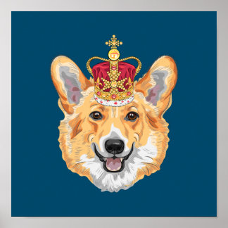 Corgi met een Kroon Poster