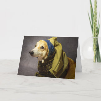 Corgi met een Pearl Earring wenskaart Feestdagen Kaart
