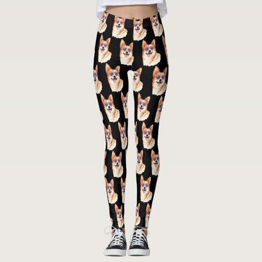 Corgi met een roze zonnebril leggings (Voorkant)