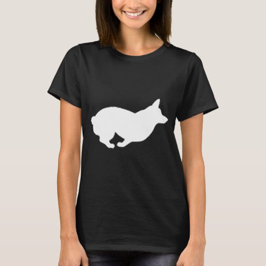 Corgi met een Silhouette Profile Corgi Oseigenaars T-shirt (Voorkant)