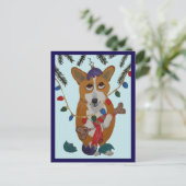 Corgi met Gebroken Kerstornamenten Briefkaart (Staand voorkant)