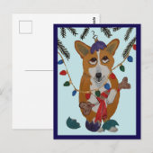 Corgi met Gebroken Kerstornamenten Briefkaart (Voorkant / Achterkant)