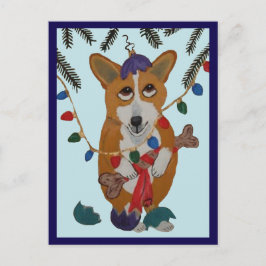 Corgi met Gebroken Kerstornamenten Briefkaart