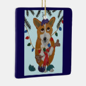 Corgi met Gebroken Kerstornamenten Keramisch Ornament (Rechts)