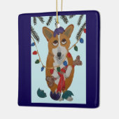 Corgi met Gebroken Kerstornamenten Keramisch Ornament (Links)