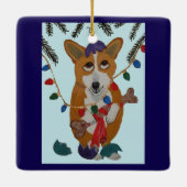 Corgi met Gebroken Kerstornamenten Keramisch Ornament (Achterkant)