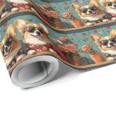 Corgi met hart Rozen Valentijnsdag Cadeaupapier (Rol Hoek)