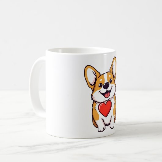 Corgi met hart T-shirt Koffiemok (Voorkant links)