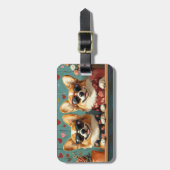 Corgi Met Hartrozen Valentijnsdag Bagagelabel (Voorkant verticaal)