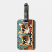 Corgi Met Hartrozen Valentijnsdag Bagagelabel (Achterkant verticaal)