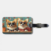 Corgi Met Hartrozen Valentijnsdag Bagagelabel (Achterkant horizontaal)