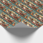 Corgi Met Hartrozen Valentijnsdag Cadeaupapier (Hoek)
