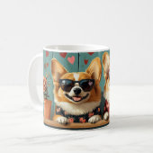 Corgi Met Hartrozen Valentijnsdag Koffiemok (Voorkant links)