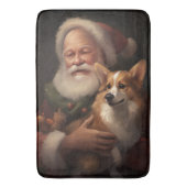 Corgi met Kerstman Festieve Kerst Badmat (Voorkant Verticaal)