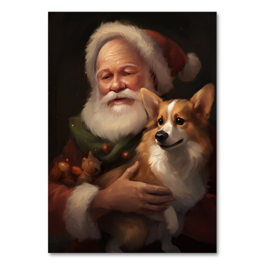 Corgi Met Kerstman Festieve Kerst Kaart (Voorkant)