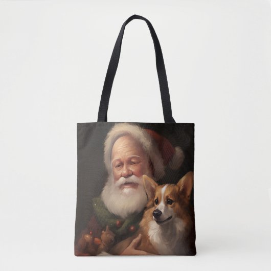 Corgi met kerstman Festieve Kerst Tote Bag (Voorkant)