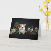 Corgi met Kerstmis bosvrienden Kaart (Gele Bloem)