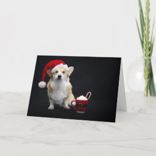 Corgi met Kerstmuts en Slagroom Cup Kaart