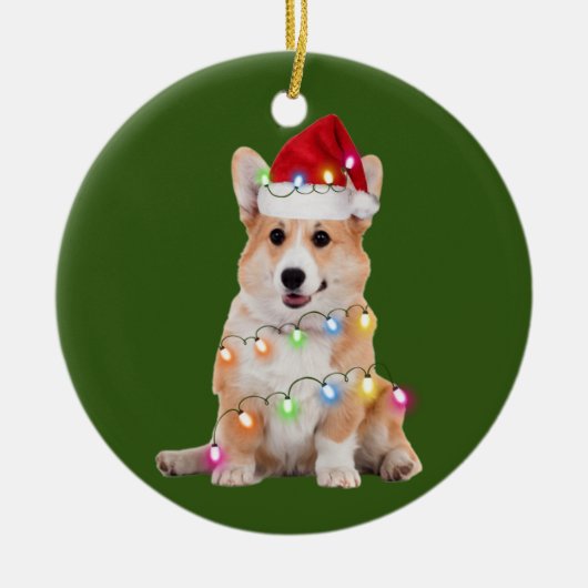 Corgi met kerstscafts Santa Hat Gift Keramisch Ornament (Voorkant)