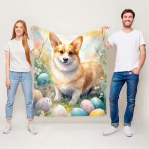 Corgi met paaseieren vakantie fleece deken