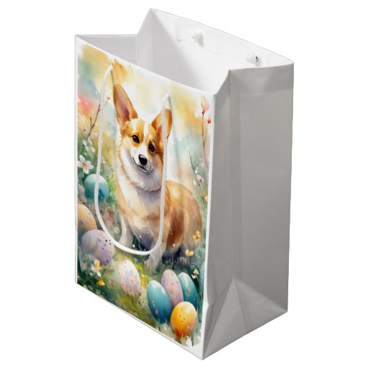 Corgi met paaseieren vakantie medium cadeauzakje (Voorkant Gekanteld)