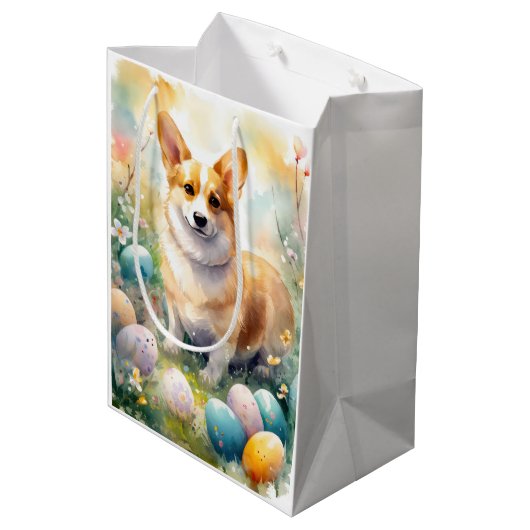 Corgi met paaseieren vakantie medium cadeauzakje (Achterkant Gekanteld)