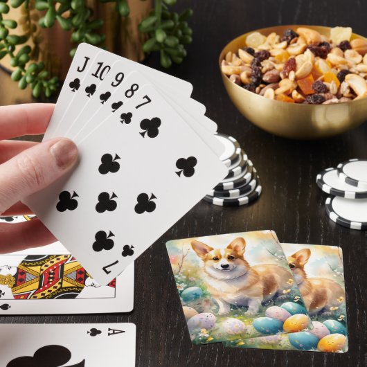 Corgi met paaseieren vakantie pokerkaarten (Insitu)
