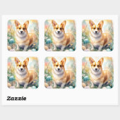 Corgi met Pasen Eieren Vakantie Vierkante Sticker (Vel)