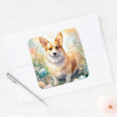 Corgi met Pasen Eieren Vakantie Vierkante Sticker (Envelop)