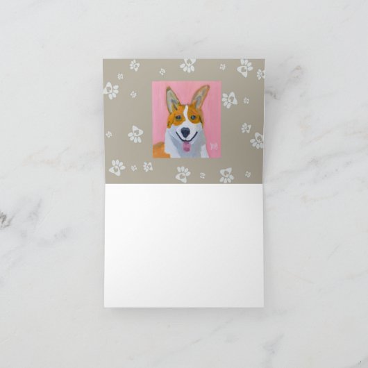 Corgi met Pawprinters Bedankkaart (Binnen)