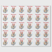 Corgi met rendiergewei vrolijk kerstfeest cadeaupapier (Vlak)