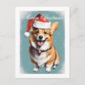 Corgi met Santa Hoed Vrolijk Kerstfeest Briefkaart (Voorkant)