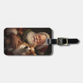 Corgi met Sinterklaas Feestelijke Kerstmis Bagagelabel (Voorkant horizontaal)