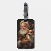 Corgi met Sinterklaas Feestelijke Kerstmis Bagagelabel (Achterkant verticaal)