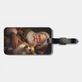 Corgi met Sinterklaas Feestelijke Kerstmis Bagagelabel (Achterkant horizontaal)