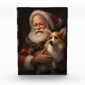 Corgi met Sinterklaas Feestelijke Kerstmis Fotoblokken (Voorkant)
