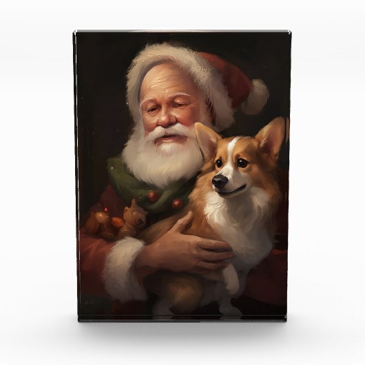 Corgi met Sinterklaas Feestelijke Kerstmis Fotoblokken (Voorkant)