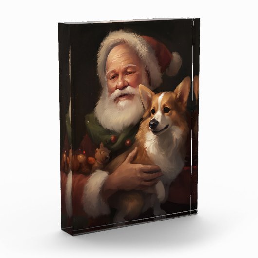 Corgi met Sinterklaas Feestelijke Kerstmis Fotoblokken (Links)