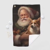Corgi met Sinterklaas Feestelijke Kerstmis Golfhanddoek (Insitu)