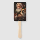 Corgi met Sinterklaas Feestelijke Kerstmis Handwaaier (Achterkant)