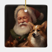 Corgi met Sinterklaas Feestelijke Kerstmis Keramisch Ornament (Achterkant)