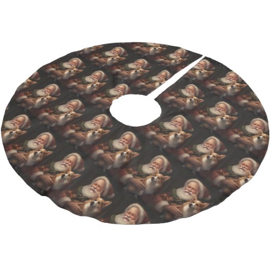 Corgi met Sinterklaas Feestelijke Kerstmis Kerstboom Rok (Gekanteld)