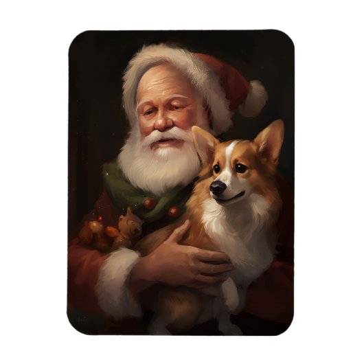 Corgi met Sinterklaas Feestelijke Kerstmis Magneet (Verticaal)