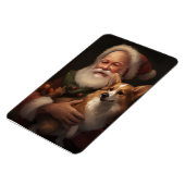Corgi met Sinterklaas Feestelijke Kerstmis Magneet (Linkerzijde)