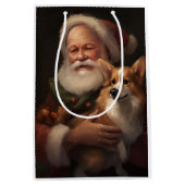 Corgi met Sinterklaas Feestelijke Kerstmis Medium Cadeauzakje (Voorkant)
