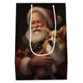 Corgi met Sinterklaas Feestelijke Kerstmis Medium Cadeauzakje (Achterkant)